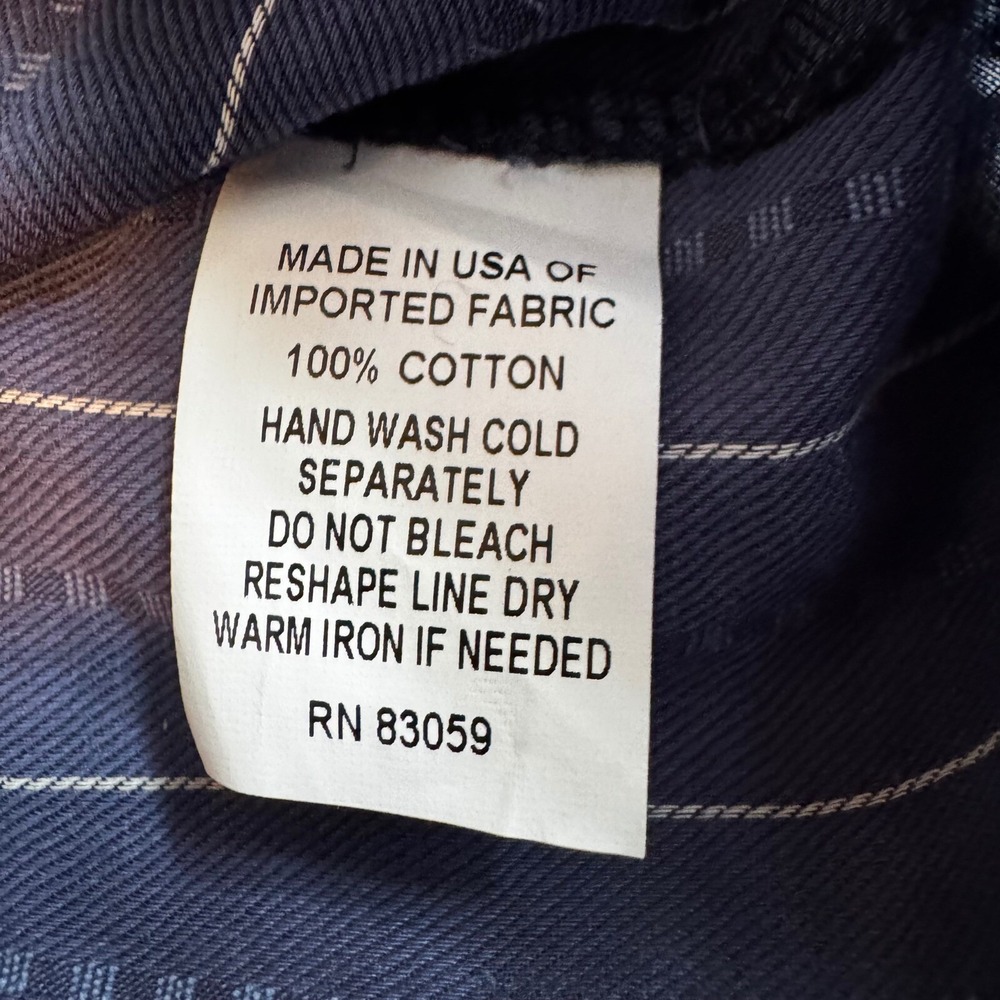 DREW Made in USA Navy Textured Stripe Blouse Size M Button Down Shirt - Picture 6 of 8